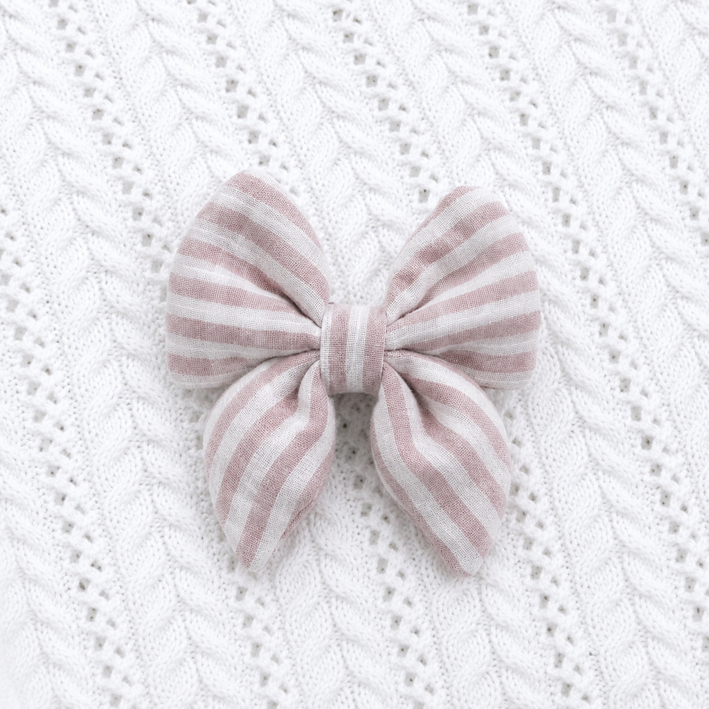 Schleife Musselin Rosa-Streifen
